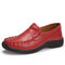 Women Retro Soft Oxford Comfy Leather Loafers - Red