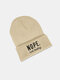 Unisex Acrylic Knitted Contrast Colors Letters Embroidered All-match Warmth Knit Beanie Hat - Beige