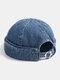Unisex Denim Solid Color Retro Fashion Trend Brimless Beanie Landlord Cap Skull Cap - Blue