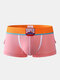 Men Sport Design Pouch Cotton Boxer Briefs Breathable Side Pocket Potchwork Comfy Underwear - Pink