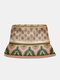 Unisex Polyester Cotton Overlay Ethnic Pattern Print Vintage Sunscreen Bucket Hat - Pink