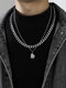 2 Pcs Trendy Fashion Hip-hop Multi-layers Capital Alphabet Letter Shape Titanium Stainless Steel Necklace - H