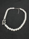 Trendy Pearl Metal Letter Pendant Necklace - Silver