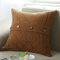 Coton amovible tricoté taie d'oreiller décorative housse de coussin câble tricot motifs carré chaud - Café Léger