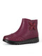 Winter Warm Lining Side Zipper Ethnic Leaf Decor Soft Comfy Ankle Boots For Women - Purple