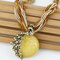 Bohemian Pendant Necklace Handmade Beaded Tessal Vein Gemstone Charm Ethnic Jewelry for Women - Yellow