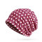 Women Cotton Print Stripe Multi-color Beanie Hats Casual Outdoor For Both Hats And Scarf Use - Red