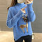 Sweater Women's Loose Outer Wear Bottoming Shirt Thick Sweater Fashion Water Foreign Dress - Blue