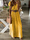 Short Sleeve Cross Wrap Polka Dot Print Maxi Dress For Women - Yellow
