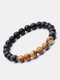 1/2 Pcs Vintage Classic Wooden Bead Frosted Natural Stone Combination Bracelet Personality Hand Braided Bracelet - #03