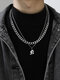 2 Pcs Trendy Fashion Hip-hop Multi-layers Capital Alphabet Letter Shape Titanium Stainless Steel Necklace - N
