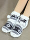 Women Christmas Deer Fluffy Ball Decor Soft Comfy Warm Home Shoes - Black