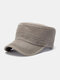 Men Cotton Letters Pattern Embroidery Solid Color Vintage Military Hat - Gray green
