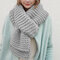 Women Winter Solid Colors Rough Knitted Scarves Outdoor Thick Warm Soft Scarf Shawl - Light Grey