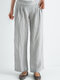 Perna larga plissada com bolso em cor sólida Calças para mulheres - Cinza claro