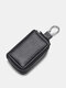 Menico Men's Leather Multifunctional Double Zipper Key Case Universal Car Key Case - Black