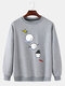 Mens Christmas Cartoon Snowman Printed Pullover Casual Drop Shoulder Sweatshirts - Gray