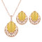 Retro Jewelry Set Resin Rhinestone Earrings Necklace Set - Yellow