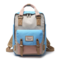 Women Canvas Casual Patchwork Large Capacity Backpack - Blue