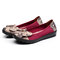 Women Bowknot Slip On Casual Round Toe Old Peking Flats Loafers - Red