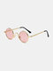 Unisex Metal Circle Round Full Frame UV Protection Vintage Sunglasses - Pink