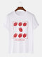 Plus Size Mens Hand-Painted Strawberry Print Fashion O-Neck T-Shirt - White