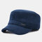 Mens Corduroy Flat Hats Top Hats Outdoor Sunscreen Military Army Peaked Dad Top Cap - Navy