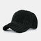 الصلبة اللون مخطط قبعة بيسبول سروال قصير الذروة قبعة الشمس قبعة بيسبول في الهواء الطلق - أسود