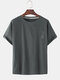 Mens National Style Cotton Linen Round Neck Casual Short Sleeve T-shirts - Gray