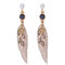 Fashion Feather Earrings Star Rhinestones Acrylic Dangle Earrings Gift for Girls Women - Grey
