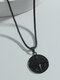 Trendy Punk Personality Retro Compass Titanium Steel Alloy Pendants Necklaces - Black