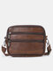Men Genuine Leather Cow Leather Multi-pocket Crossbody Bag Shoulder Bag Waist Bag - Dark Brown