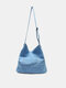 JOSEKO Women's Cotton Vintage Denim Shoulder Bag Literary Lazy Wind Large Capacity Messenger Bag - Blue