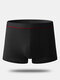 Men Modal Soft Plain Boxer Briefs U Pouch Breathable Mid Waist Underwear - Black