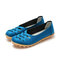 Big Size Soft Breathable Comfy Slip On Hollow Out Flat Shoes - Blue