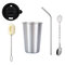 304 Stainless Steel Beer Mug Bar Cold Drink Coffee Titanium-Plated Milk Tea Straw Cup Ins Tableware - Silver