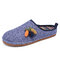 SOCOFY Cute Fruits Decoration Solid Color Household Cotton Slip On Indoor Flat Home Shoes Slippers - Blue