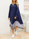 Макси с длинными рукавами и длинными рукавами в клетку с принтом в стиле пэчворк Платье для Женское - синий