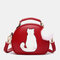 المرأة القط نمط حقيبة يد حقيبة كروسبودي - أحمر