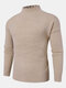 Mens Solid Color Knit Rib Plain Casual Pullover Sweaters - Khaki