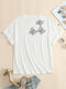 Butterfly Graphic Print Crew Neck Short Sleeve Casual T-shirt - White