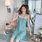 Sexy Lace Strap Nightdress Home Service With Chest Pad Removable - Blue