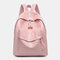 Women Waterproof Large Capacity Solid Casual Backpack - Pink