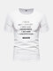 Mens Cotton Character Print Solid Color Loose Casual O-Neck T-Shirts - White