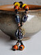 Vintage Geometric Beaded Pumpkin-shaped Bead Pendant Hand-woven Ceramic Alloy Necklace - #03