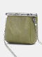 Genuine Leather Metal Buckle Design Crossbody Bag Phone Bag Coin Purse - Green