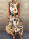 Blumendruck Baggy Sleeveless Plus Größe Maxi Kleid - Gelb