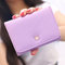Women PU Leather Card Holder Coin Bag Cute Trifold Wallet  - Purple
