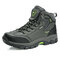 Men Short Calf Lace-up Non Slip Outdoor Hiking Boots - Gray
