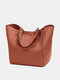 JOSEKO Women's PU Leather Retro Simple Shoulder Bag  Multifunctional Storage Handbag Fashion Bag - Khaki